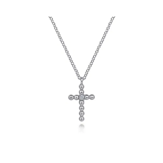 Pendant Necklace Cross 925 Sterling Silver Diamond