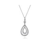925 Sterling Silver White Sapphire Teardrop Pendant Necklace-Bujukan