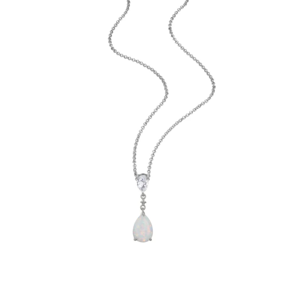 Created Opal & White Topaz Pendant Necklace