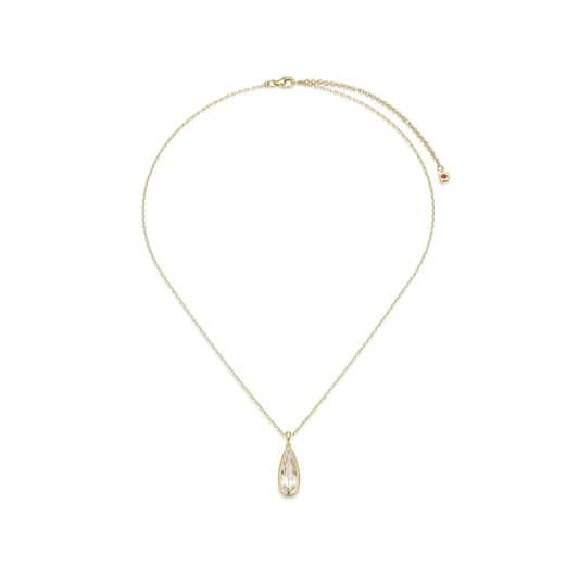 Lustre Pear Shape CZ Bezel Pendant Necklace