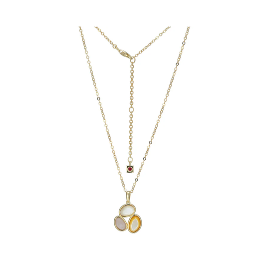Rose Quartz, White Mop, And Yellow Mop Pendant Necklace