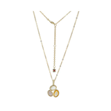 Rose Quartz, White Mop, And Yellow Mop Pendant Necklace