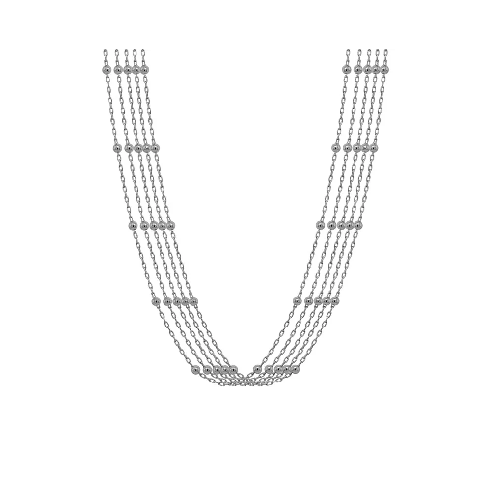 Sterling Silver 5 Strand Station Necklace with Beads