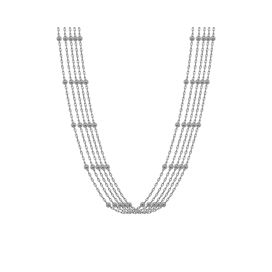 Sterling Silver 5 Strand Station Necklace with Beads