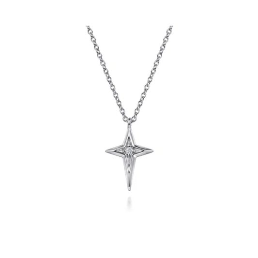 Sterling Silver Bujukan Diamond Cross Pendant Necklace