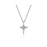Sterling Silver Bujukan Diamond Cross Pendant Necklace