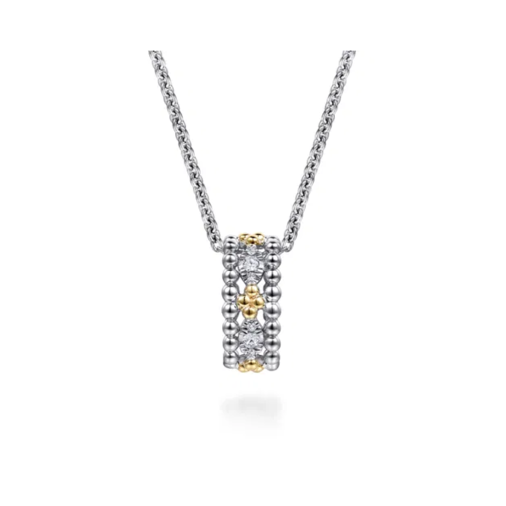 Sterling Silver & 14K White Sapphire Bujukan Pendant Necklace