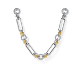 Sterling Silver & 14K White Sapphire Link & Bujukan Clover Necklace