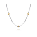 Sterling Silver & 14K Bujukan Bead Station Necklace