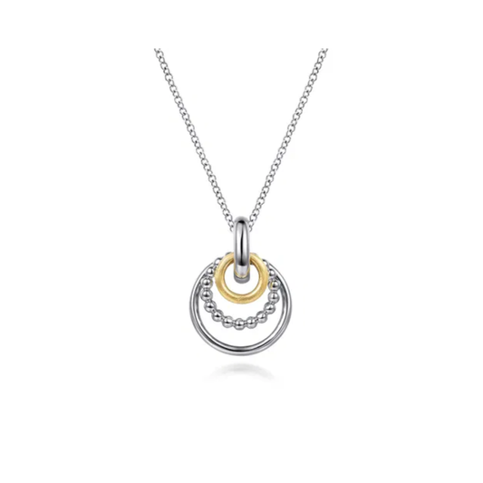 Sterling Silver & 14K Multi Circle Bujukan Pendant Necklace
