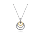 Sterling Silver & 14K Multi Circle Bujukan Pendant Necklace