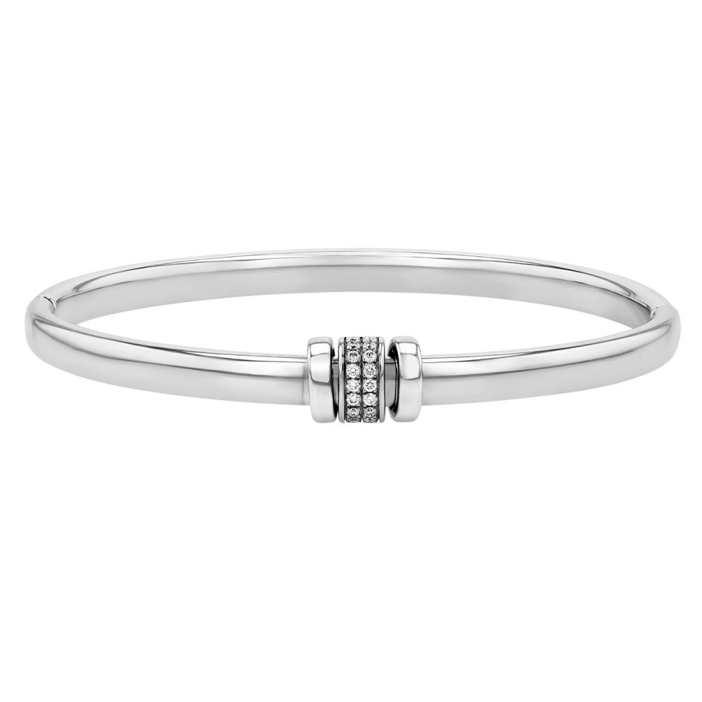 Bangle Bracelet with Diamond Stations