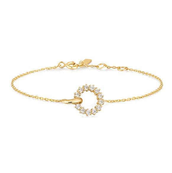 Gold Plated Interlinked Circles Pave Bracelet