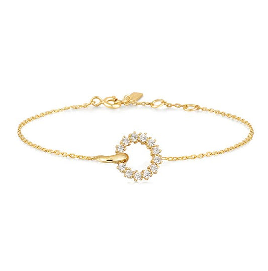 Gold Plated Interlinked Circles Pave Bracelet
