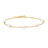 Gold Tone Pearl Station Bracelet
