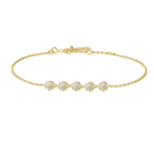 Gold Tone Pave Multi Beaded Chain Bracelet