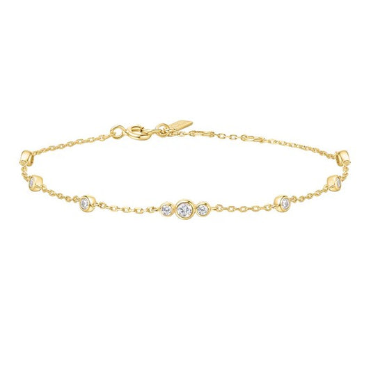 Gold Tone Sparkling Bezel Cubic CZ Bracelet