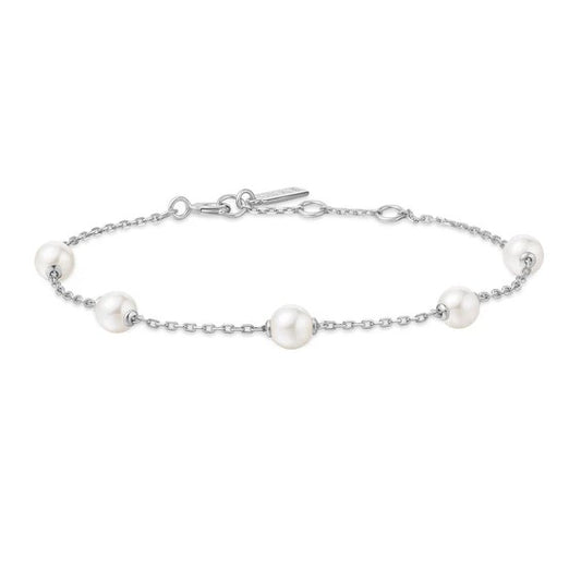 Silver Pearl Station Bracelet