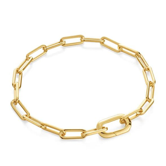 Sterling Silver Gold Plated Linked Chunky Bracelet - Ania Haie
