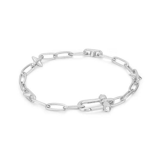 Sterling Silver Stud Link Charm Bracelet - Ania Haie