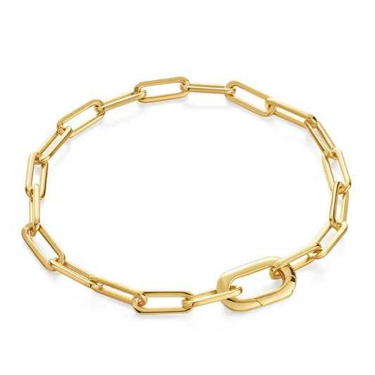 Sterling Silver Gold Plated Linked Chunky Bracelet - Ania Haie