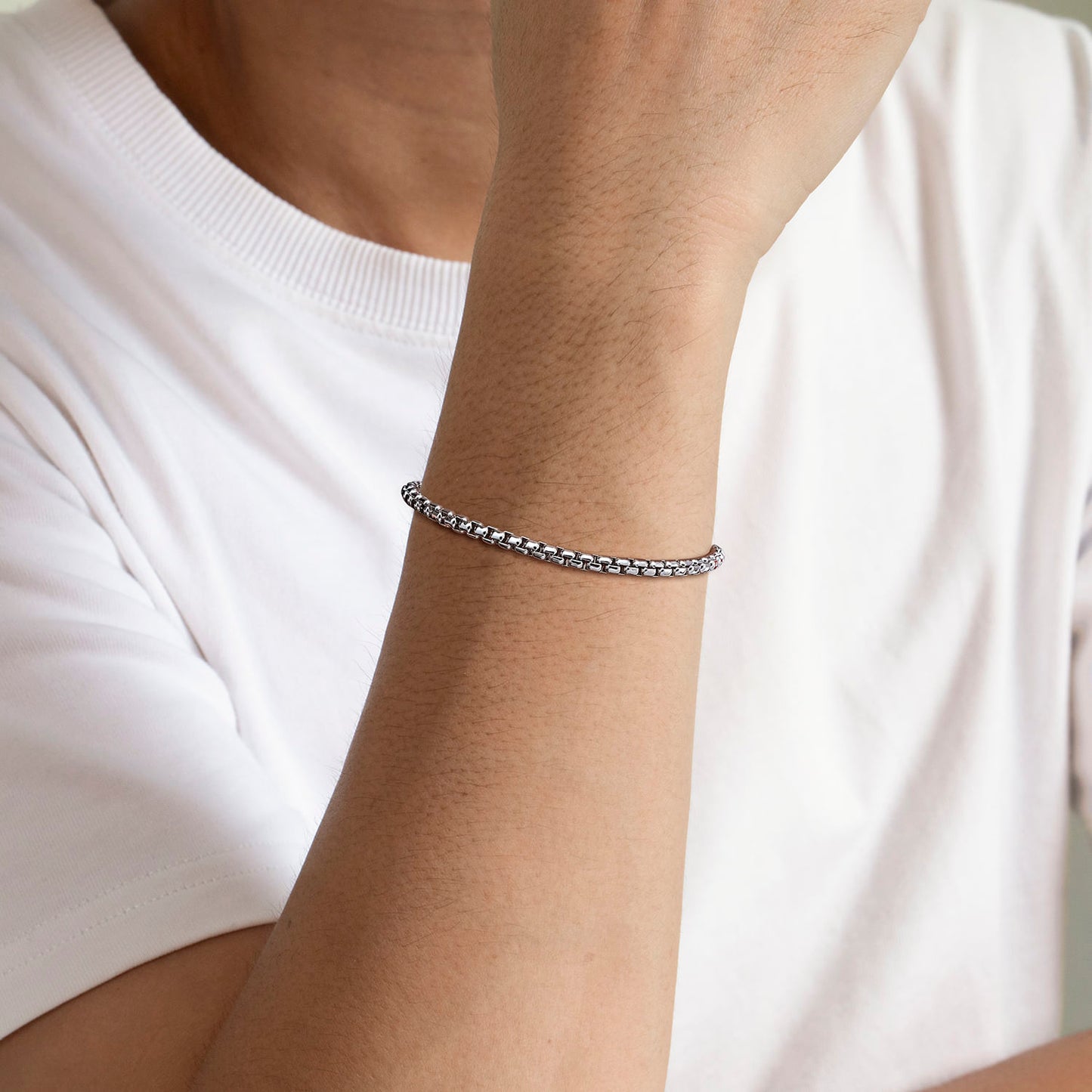 Sterling Silver 4mm Round Box Chain Bracelet
