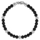 Sterling Silver & Black Titanium 6mm Beaded Bracelet With Sandblast Finish