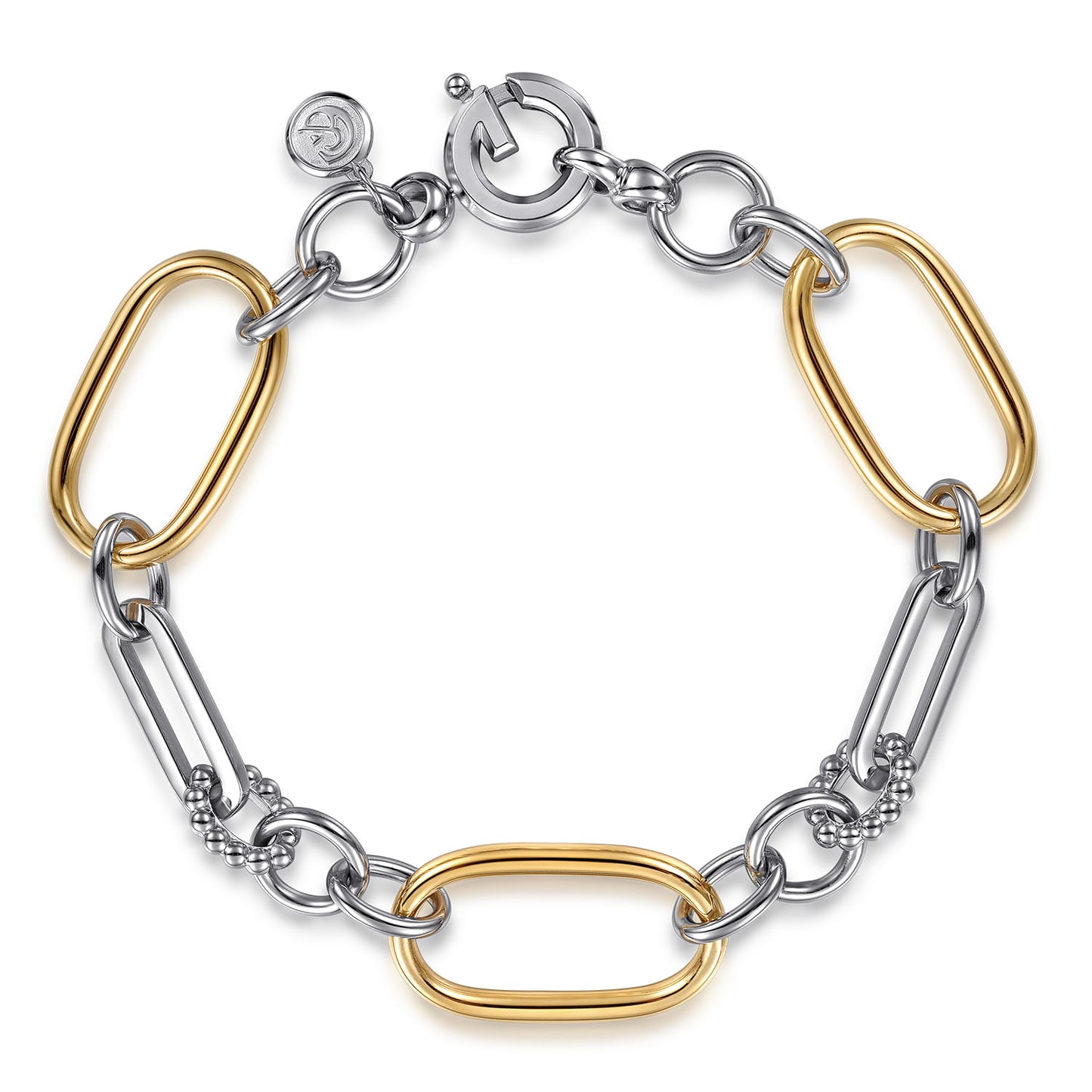 14K & Sterling Silver Bujukan Hollow Link Chain Bracelet