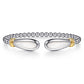 Sterling Silver & 14k Yellow Gold Bangle With White Mother Of Pearl