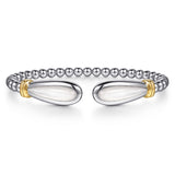 Sterling Silver & 14k Yellow Gold Bangle With White Mother Of Pearl