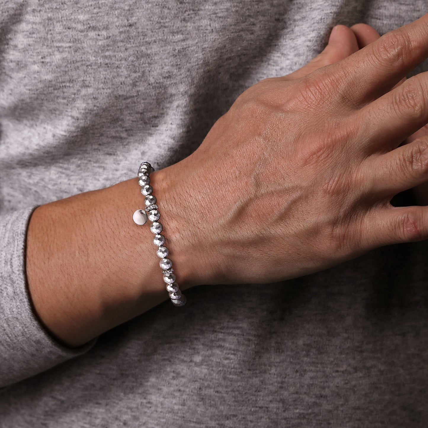 Sterling Silver Faceted Bead Bracelet