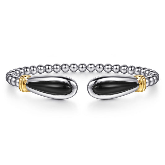 Sterling Silver & 14k Yellow Gold Bujukan Bangle Bracelet With Black Onyx