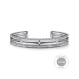 Sterling Silver Bujukan White Sapphire Multi Row Cuff