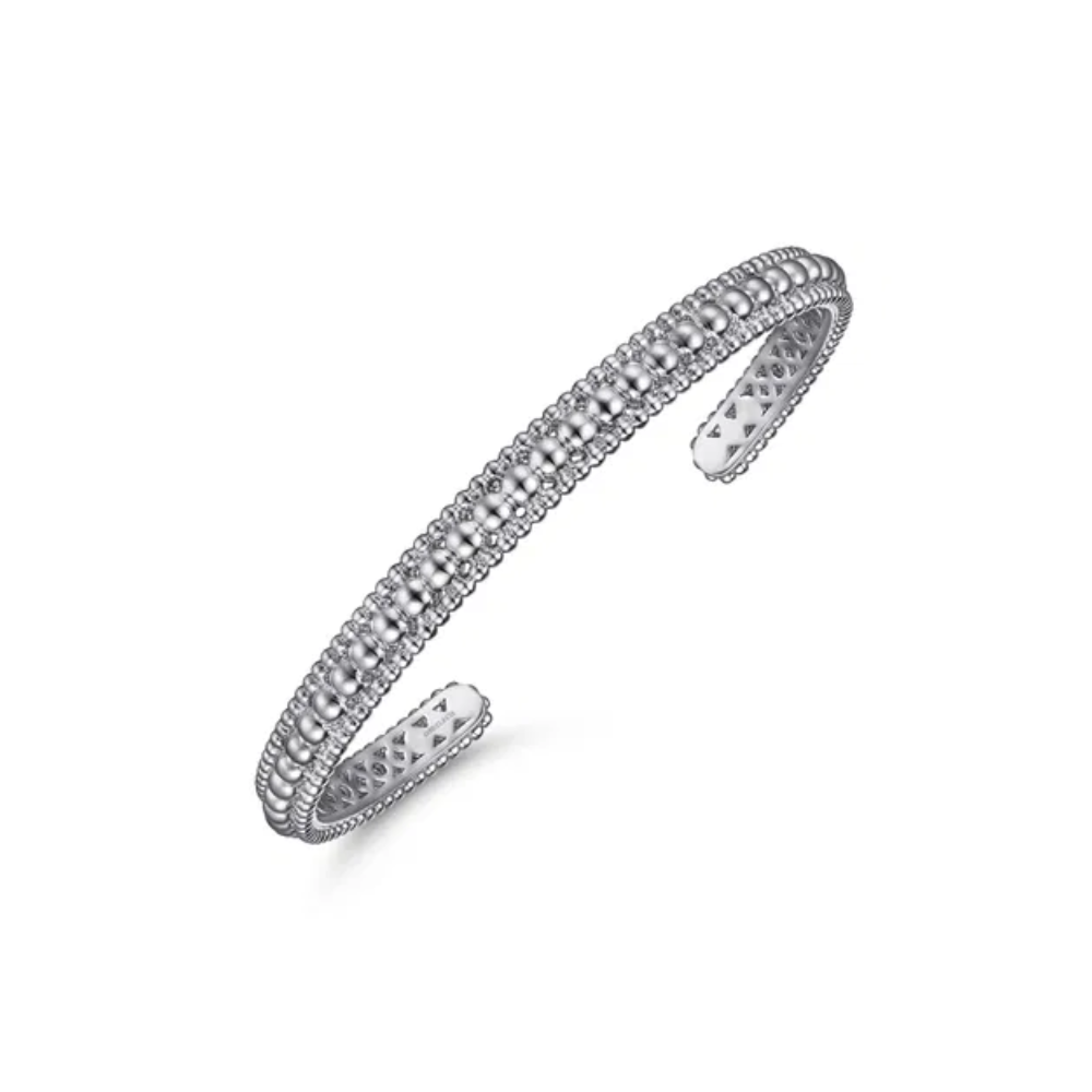 Sterling Silver Bujukan Beaded Open Bangle
