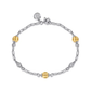 Sterling Silver & 14K Brush Bujukan Bead Station Bracelet