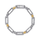 Sterling Silver & 14K Bujukan White Sapphire Link Chain Bracelet