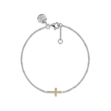 Sterling Silver & 14K Diamond Cross Chain Bracelet