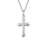 Sterling Silver Scroll Edge Cross Pendant Necklace