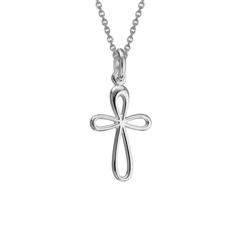 Sterling Silver Open Cross Pendant Necklace