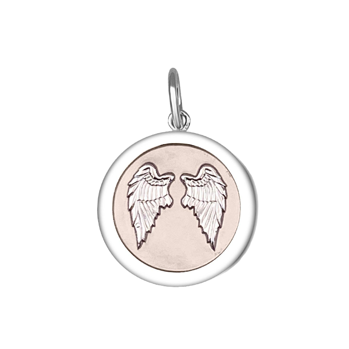LOLA 19mm Angel Wings Heart Silver Pink Pendant