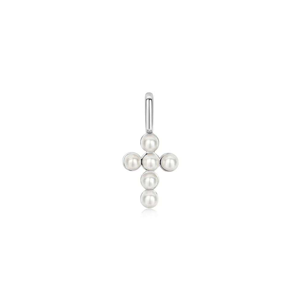 Shell Pearl Cross Charm