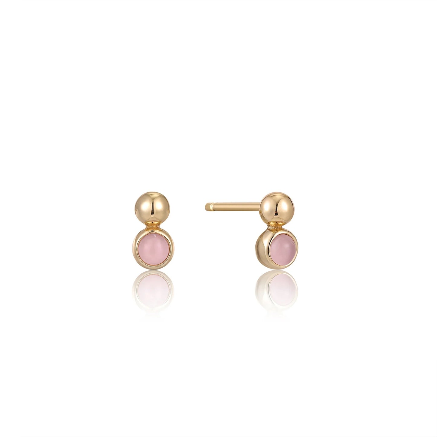 Orb Rose Quarts Stud Earrings
