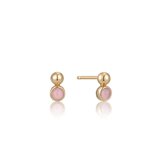 Orb Rose Quarts Stud Earrings
