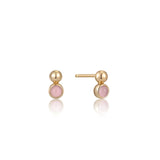 Orb Rose Quarts Stud Earrings