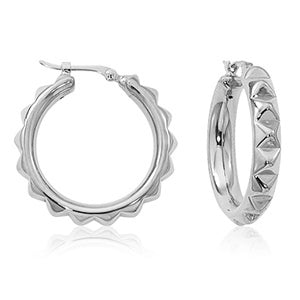 Stelring Silver Pryamid Hoop Earrings