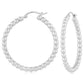 Sterling Silver Medium Beaded Hoop Earrings