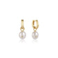 Sterling Silver - Gold Plated Pearl Drop Sparkle Huggie Hoops - Ania Haie