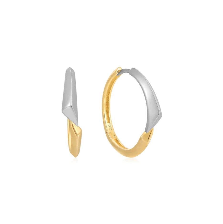 Sterling Silver Two Tone Arrow Hoop Earrings - Ania Haie
