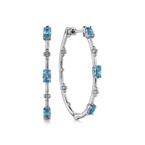 40mm Blue Topaz Bujukan Hoop Earrings