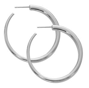Sterling Silver Med Round Hoop On Post Earring